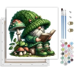 Gnome Paint by Numbers Kit for Adults Beginner,Mushroom Adult Paint by Number Ki