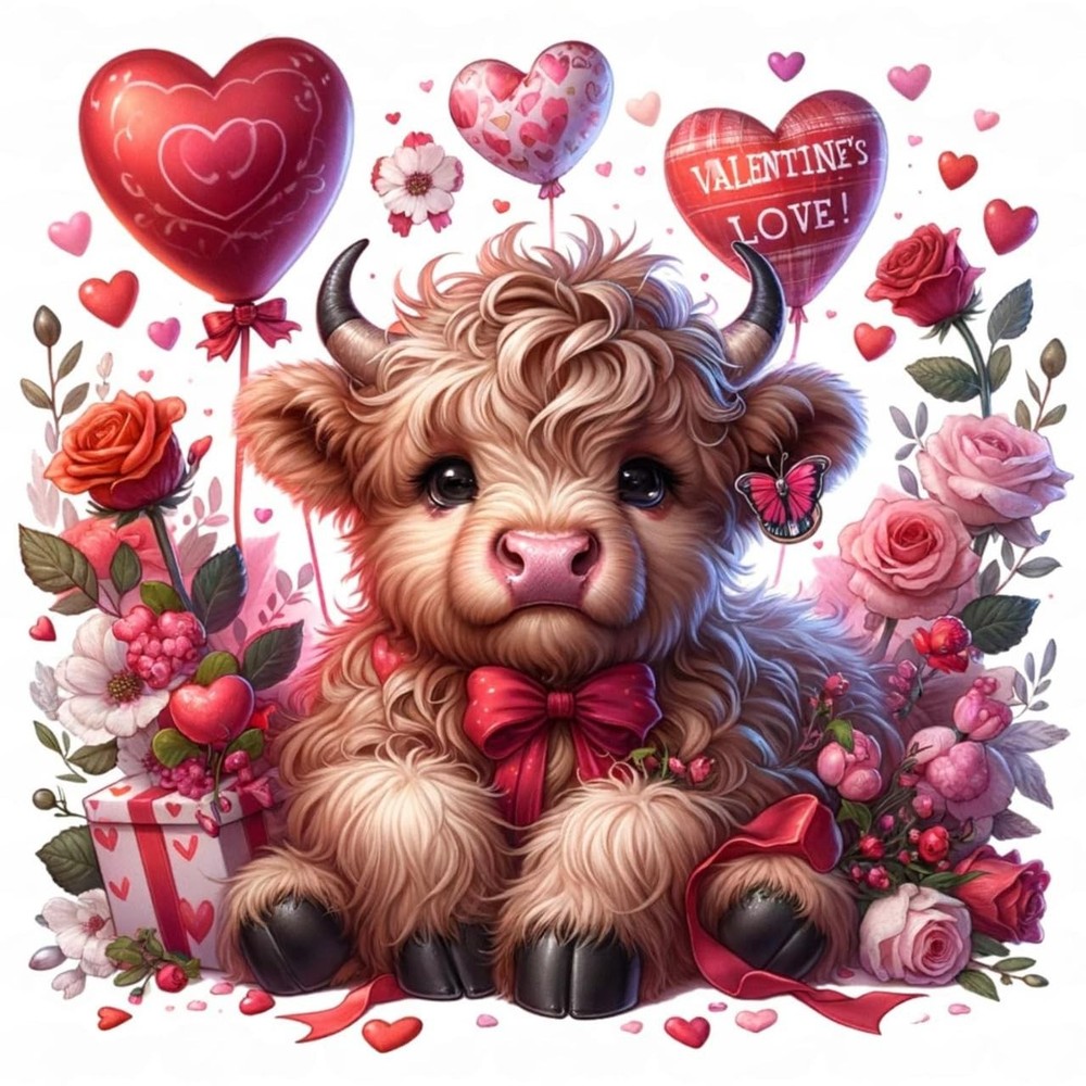 HHMATITS Valentine’s Day Diamond Art Painting Kits for 14x14in(35x35cm), cow