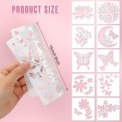 60 Pcs 6×6 Inch Flower Stencils for Painting on Wood Reusable Floral Bird Wal…