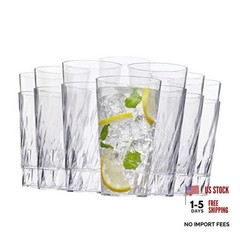 Palmetto [Set of 16] 20 ounce Plastic Stackable Water Tumblers in Clear,