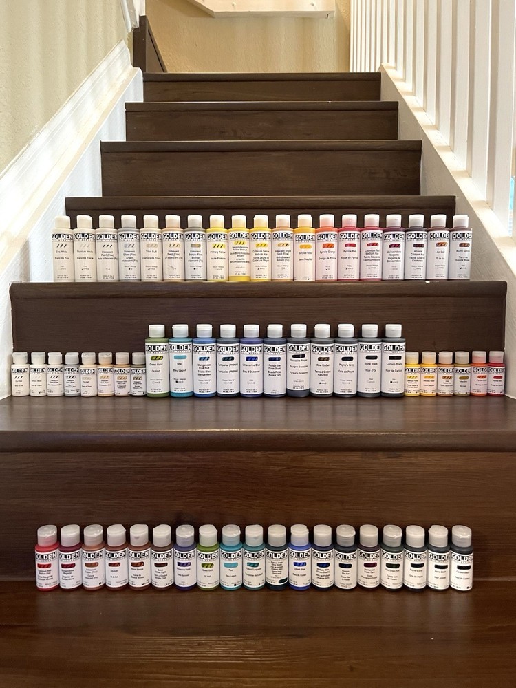 Golden Fluid Acrylic Paint Bundle #5 – Easel (63 Bottles)