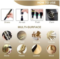 2 SETS Liquid Gold Marker Paint Pens Outline/Fill Paper Wood Metal Glass Plastic