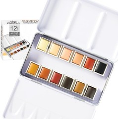 Skin Tone Watercolor Paint Set – 12 Flesh Colors Artist Grade Half Pans Palet…
