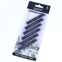 BLLNDX Compressed Charcoal Rod 6PCS Soft, 1 Count (Pack of 6), Multicolor