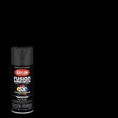 Krylon K02728007 Flat Black Fusion All-in-One Spray Paint 12 oz. (Pack of 6)
