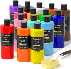 Shuttle Art Acrylic Paint, 15 Colors Acrylic Paint Large Bottle Set, 473Ml/16Oz