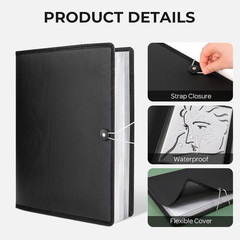 18″X24″ Art Portfolio, 30 Pockets Display 60 Pages Art Portfolio Folder with Cle