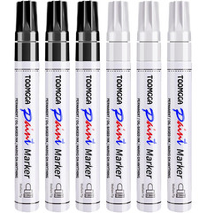 TOOMGGA White and Black Permanent Markers Paint Pens – 6 Pack Oil Based Paint Ma