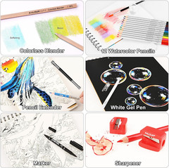 200-Piece Colored Pencils 180 Artists Colored Pencils, 12 Watercolor Pencils