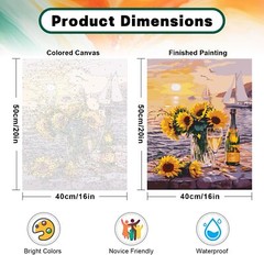 Paint by Numbers Kit for Adults Beginner, Sunflower Adult Paint by Number Kits..