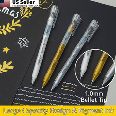 PANDAFLY 5pk Gold Silver White Gel Pens 1mm Fine Point Opaque Archival Ink Artis