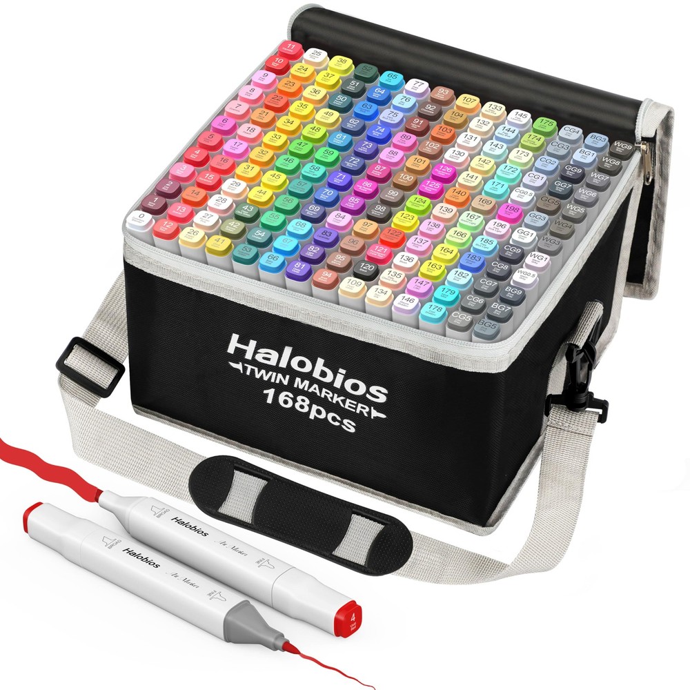 168 Colors Fine & Chisel Alcohol Markers, Dual Tip Art Markers Alcohol Marker…