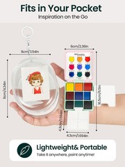 9-Color Travel Pan Set with Brush, Cup & Display Pouch