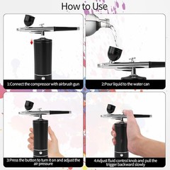 Airbrush Kit with Compressor Wireless Portable Makeup Nail Art Spray Gun