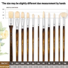 11pcs Professional Hog Bristle Paint Brush Set for Oil, Acrylic & Gouache Art