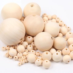 Wooden Balls ,Natural Round Untreated Plain Bead With Hole 25 30 35 40 50 60mm