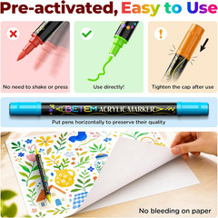 Dual Tip Acrylic Paint Pens, 24 Colors Paint Markers for Glass, Window, Fabric,