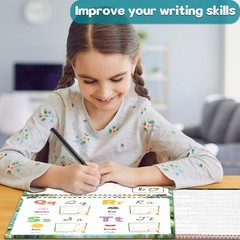 8 Pack Grooved Cursive Handwriting Workbook Learning Magic Copybooks Set Kids