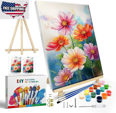 Flowers Paint by Numbers Kit for Adults with Frame, Flower Paint by Number with