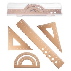 4 Pcs Geometry Drafting Tool, Math Tool Includes 20cm l Ruler, Gold