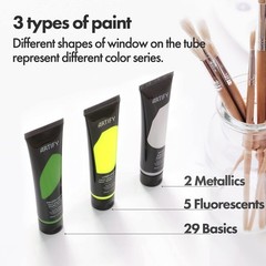 ARTIFY Acrylic Paint, Set Of 36 Color (1.29 oz, 38ml) with a storage box, Ric…