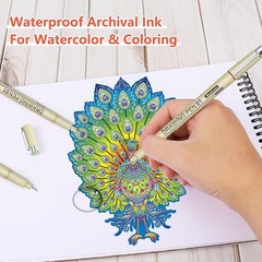 Muchcute Micro Fineliner Drawing Art Pens: 20 Set 12 Colors & 8 Black Extra F…