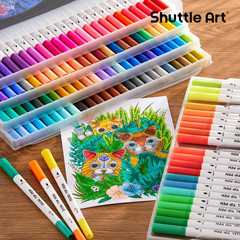 120 Colors Dual Tip Brush Marker Pens with 1 Coloring Book, Fineliner and Brush