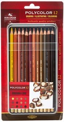 Polycolor Brown Line Artists Coloured Pencils Set of 12