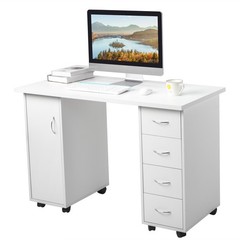 Double Edged Manicure Nail Table with Drawer White 47.2″ x 21.3″