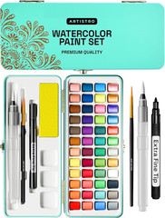 Watercolor Paint Set, Vivid Colors in Portable Box, Palette Set, Including Metal