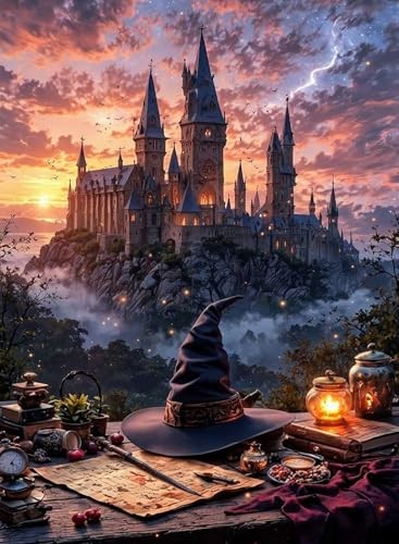 Paint by Numbers for Adults and Kids Beginner, Magic Castle Painting by YH02103