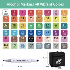 QFOUR Alcohol Markers, 48 Colors Art Marker, Coloring Markers, Brush Chisel