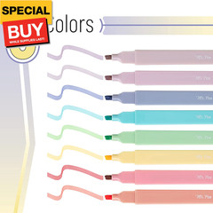 – Aesthetic Cute Pastel Highlighters Set, 8 Pcs, Chisel Tip, Candy Colors, No Bl