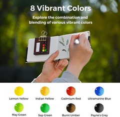 All-in-One Walnut Wood Watercolor Set 8-Color Travel Kit with Bag