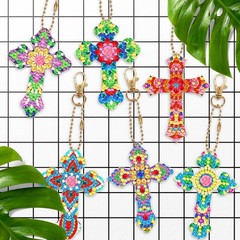 6 Pcs Diamond Art Painting Crosses Keychains Easter Hanging Decorations DIY K…