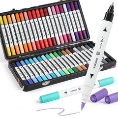 40 Colors Alcohol Markers, Premium Dual Tip Markers Set with Metal Box for Ar…