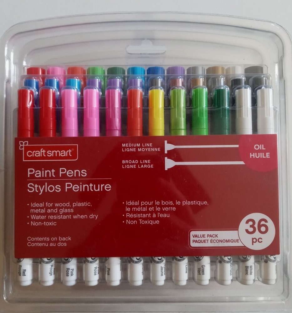 Craft Smart Paint Pens Oil Broad & Medium Line Assorted Colors 36 Piece *NEW*