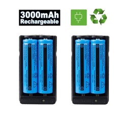(2Pack)2 PCS3000mAh 18650 Rechargeable Batteries + 1PCS DoubleCharger Set For Fl