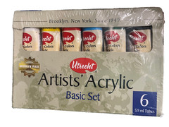 Vintage NEW UTRECHT Permanent Artists Acrylic Basic Color Set 6 Tubes