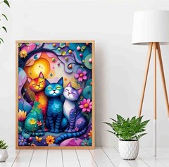 Cat Paint by Numbers Kit for Adults Beginner,Flower Paint by Number Kits on Ca