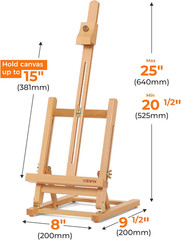 VISWIN 25″ H-Frame Tabletop Easel for Painting, Adjustable Beech Wood Table Top