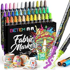 36 Colors Dual Tip Acrylic Paint Markers, Fabric Decorating Kits Water-Based…