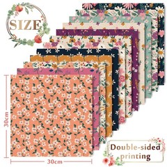 Whaline 24 Sheet Spring Floral Pattern Paper Pack 12 Pastel or Colors