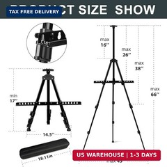 HeavyDuty Folding Metal Art Easel 66 Inch Adjustable for Painting Display
