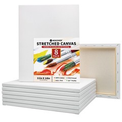 NEXCOVER Stretched Canvas – 8 Pack 11×14 Inch, 5/8” 11″x14″-8Pack, White