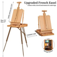 Professional All-in-Art Painting Kit with Beech Wood French Easel, 96 Acrylic…