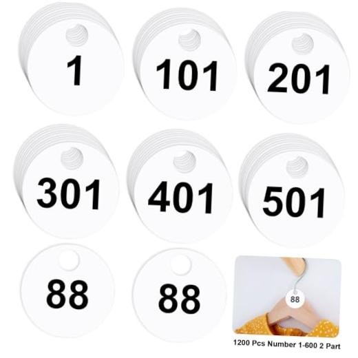 Pcs Number Tags Round 2 Part Coat Check Tags Plastic 1.7inch-round 1200 White