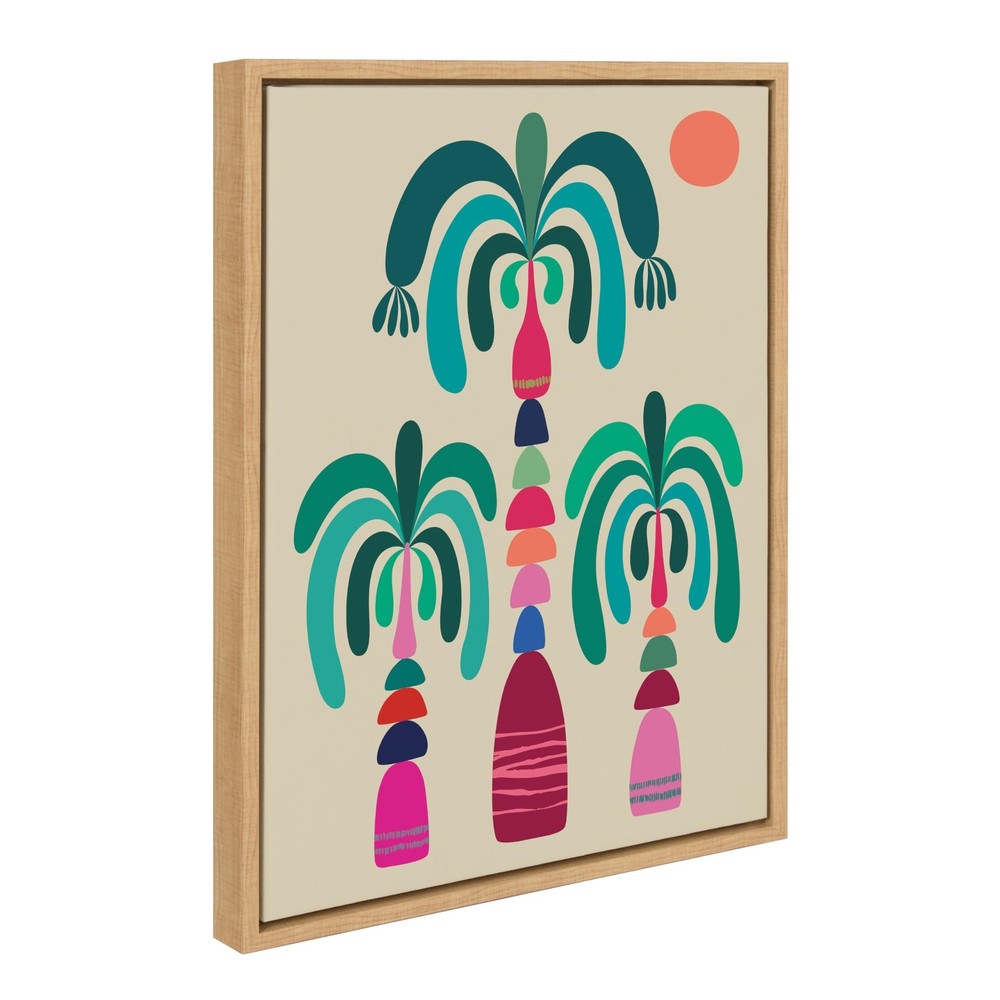 Kate and Laurel Sylvie MCM Palm Trees Framed Canvas Wall Art by Rachel Lee; 1…