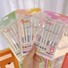 6 colours highlighter Pen Set Soft Head Highlighters Pen