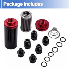 Inline Fuel Filter00 Micron Universal 50MM with 6AN 8AN0AN Adapter Aluminum 1